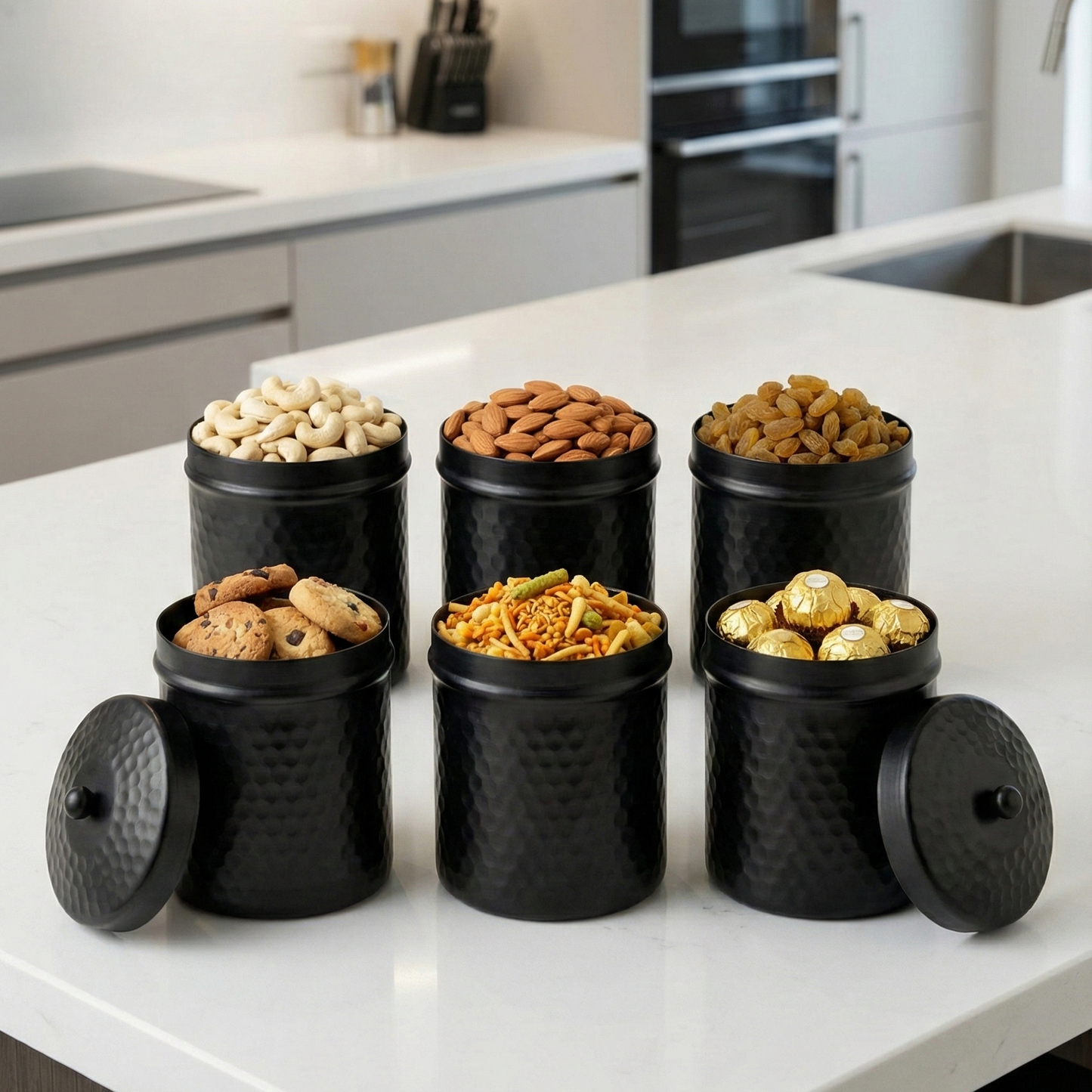 PreYog Matte Black Iron Jars (Set of 3) | DIY Décor, Gifting & Serving